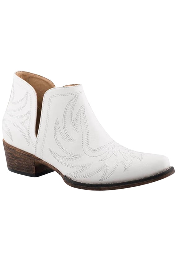 Womens Ava Embroidered Snip Toe Cowboy Ankle Boots