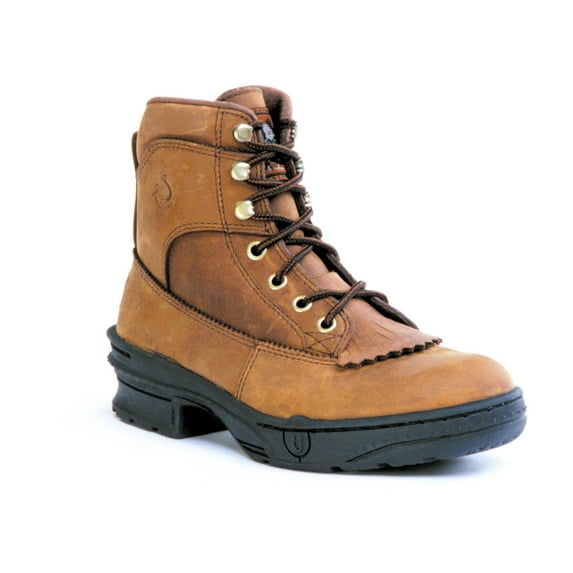 Roper Women's Crossrider Lace-Up Horseshoes Round Toe Brown 8 M US