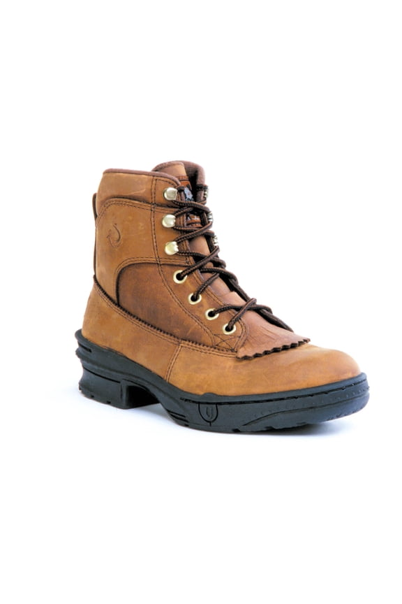 Women's Crossrider Lace-Up Horseshoes Round Toe Brown 8 M US