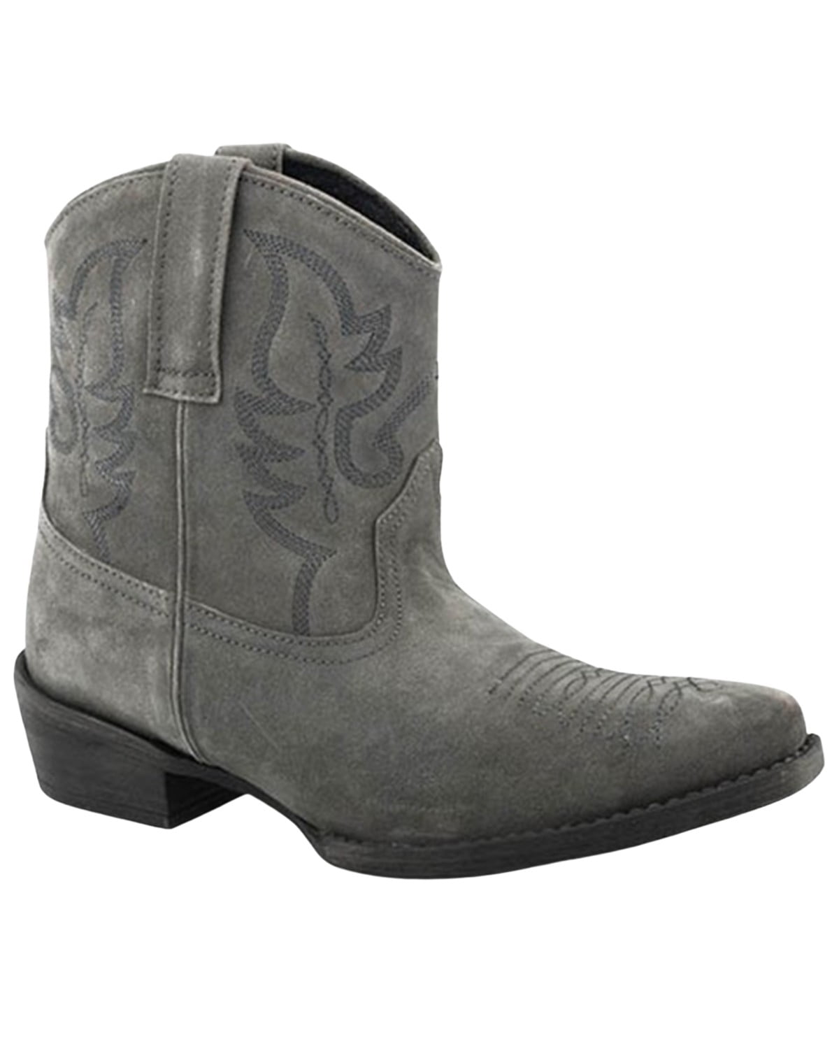 Roper Women's Dusty Ii Cow Suede Western Booties Snip Toe Grey 9 M US