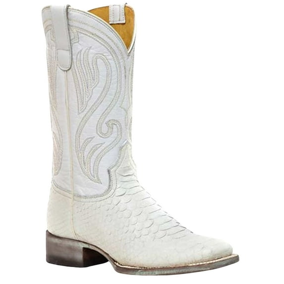 Roper Women's Oakley Python Backcut Exotic Western Fashion Boot Square Toe White 7 M US