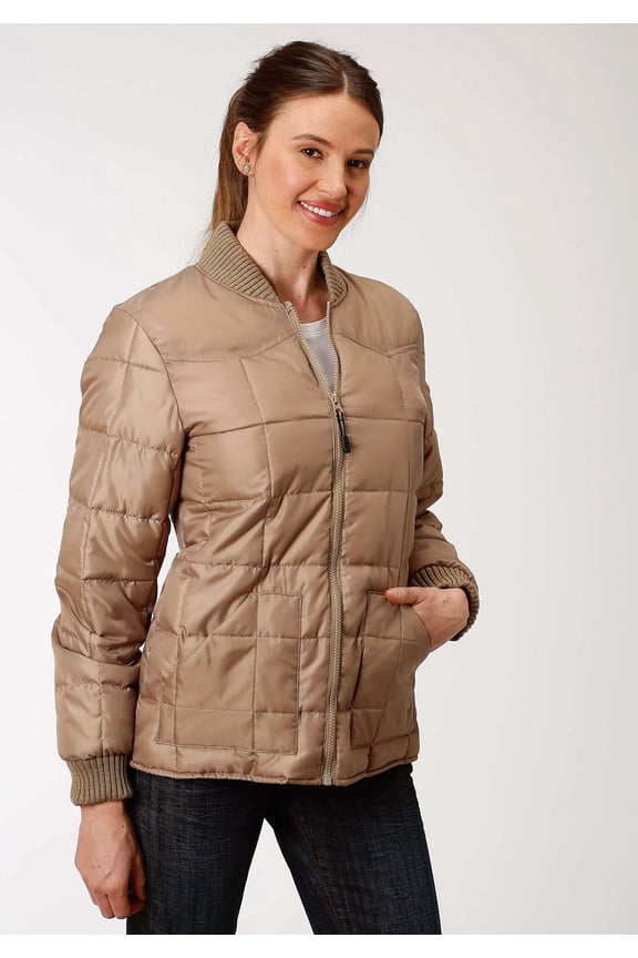 Womens Brown Quilted Jacket
