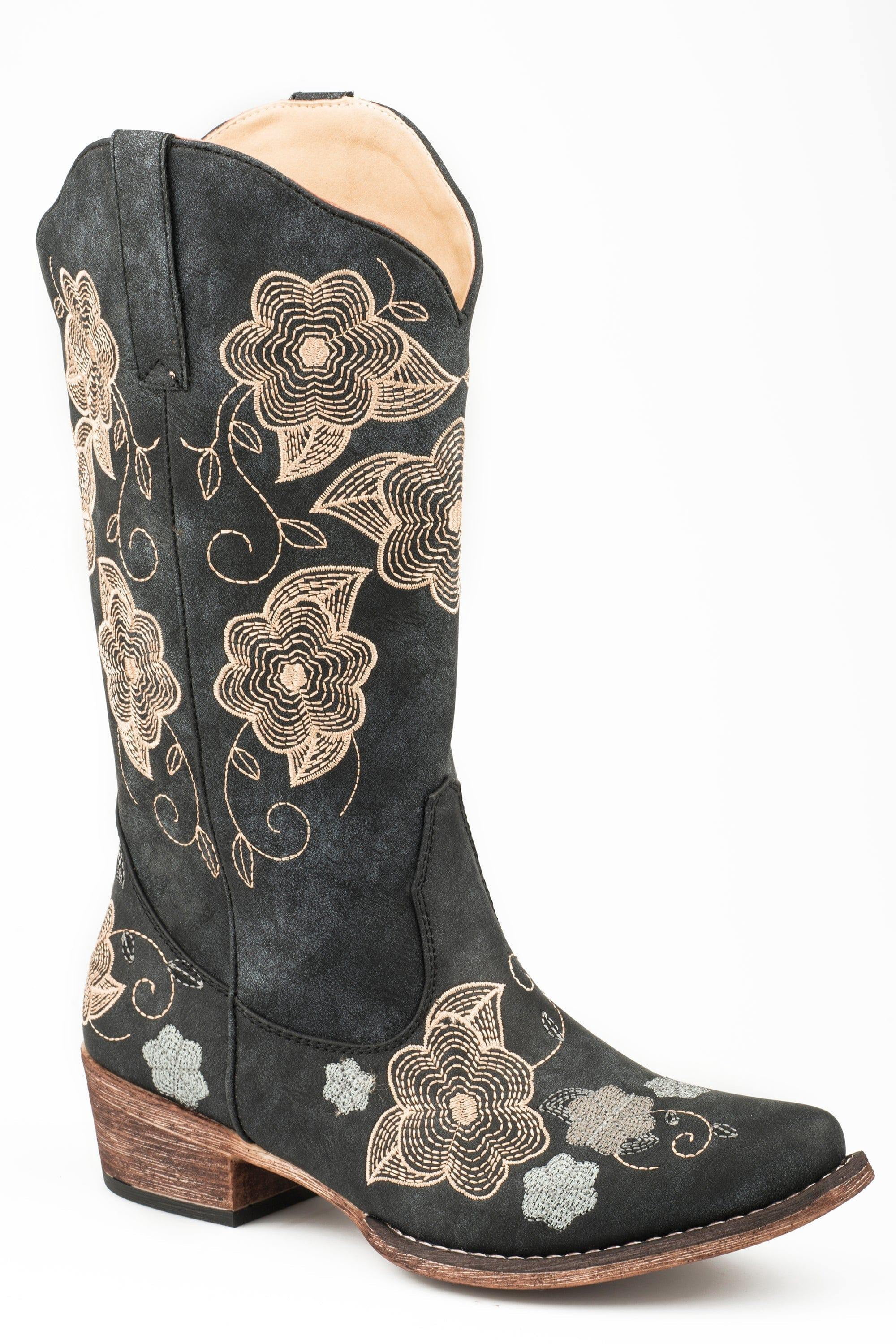 Roper Riley Floral (Black) - Women's Cowgirl Boot