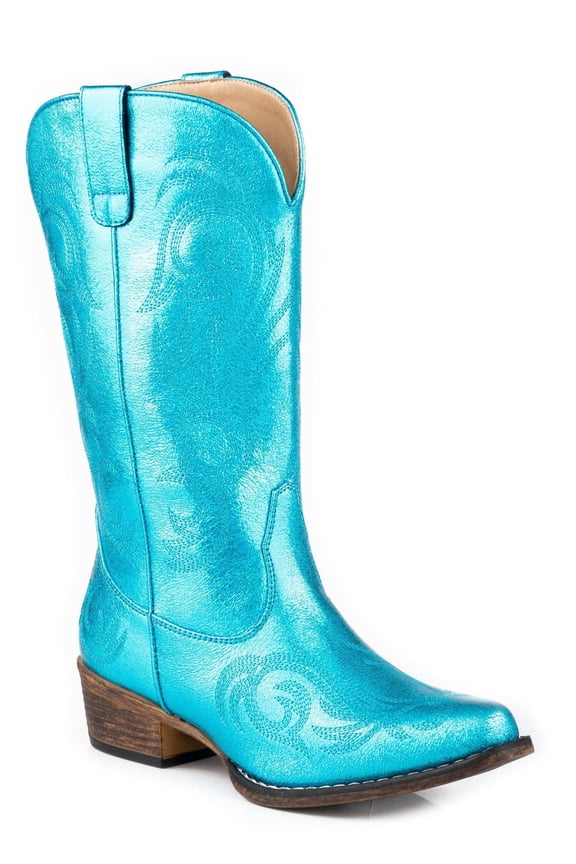 Women's Riley Mid Calf Metallic Snip Toe Casual Boots, Mid Heel 2-3"
