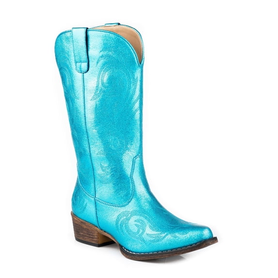 Roper Women's Riley Mid Calf Metallic Snip Toe Casual Boots, Mid Heel 2-3"