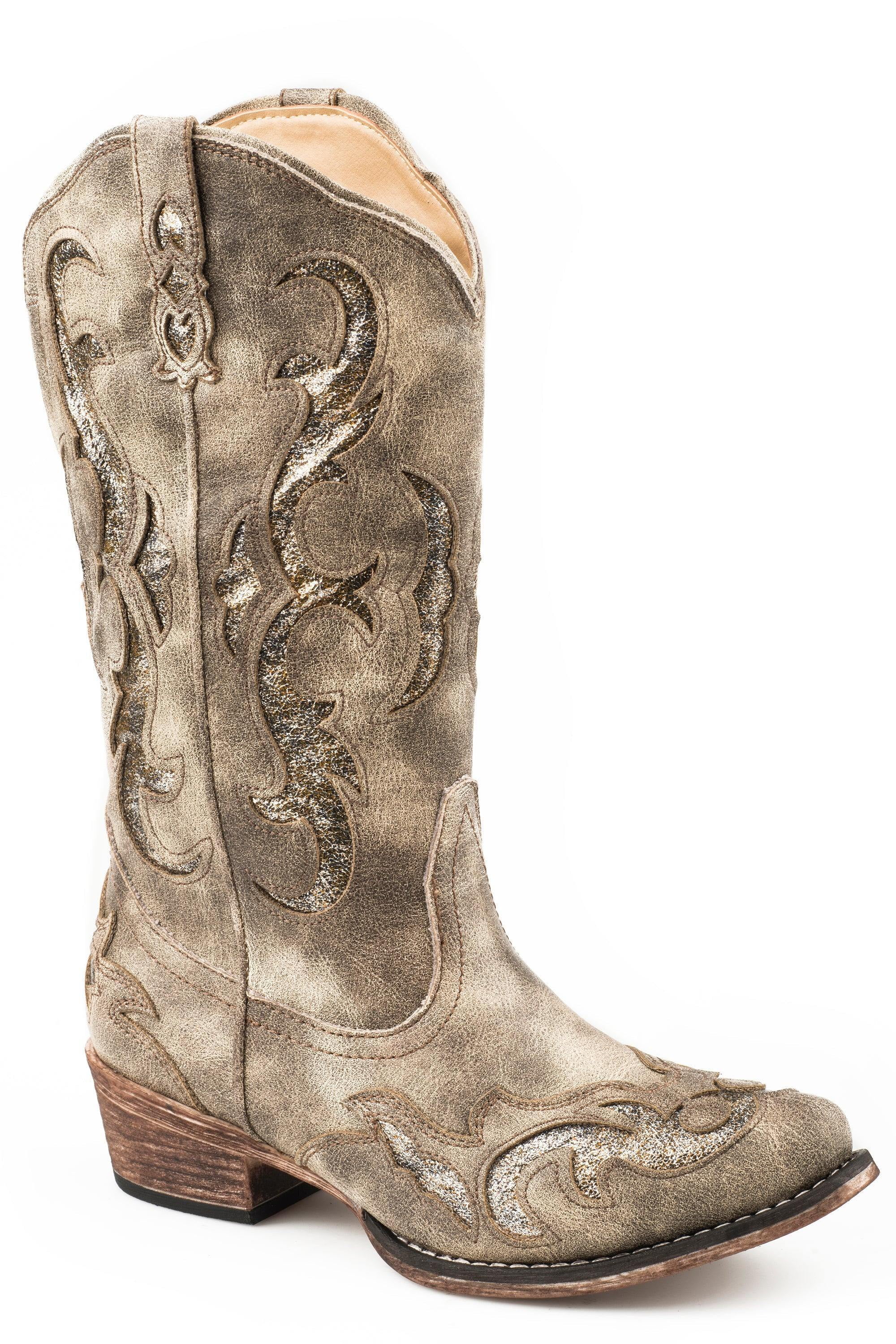 Roper Women's Riley Western Boot Snip Toe Tan 8 1/2 M - Walmart.com