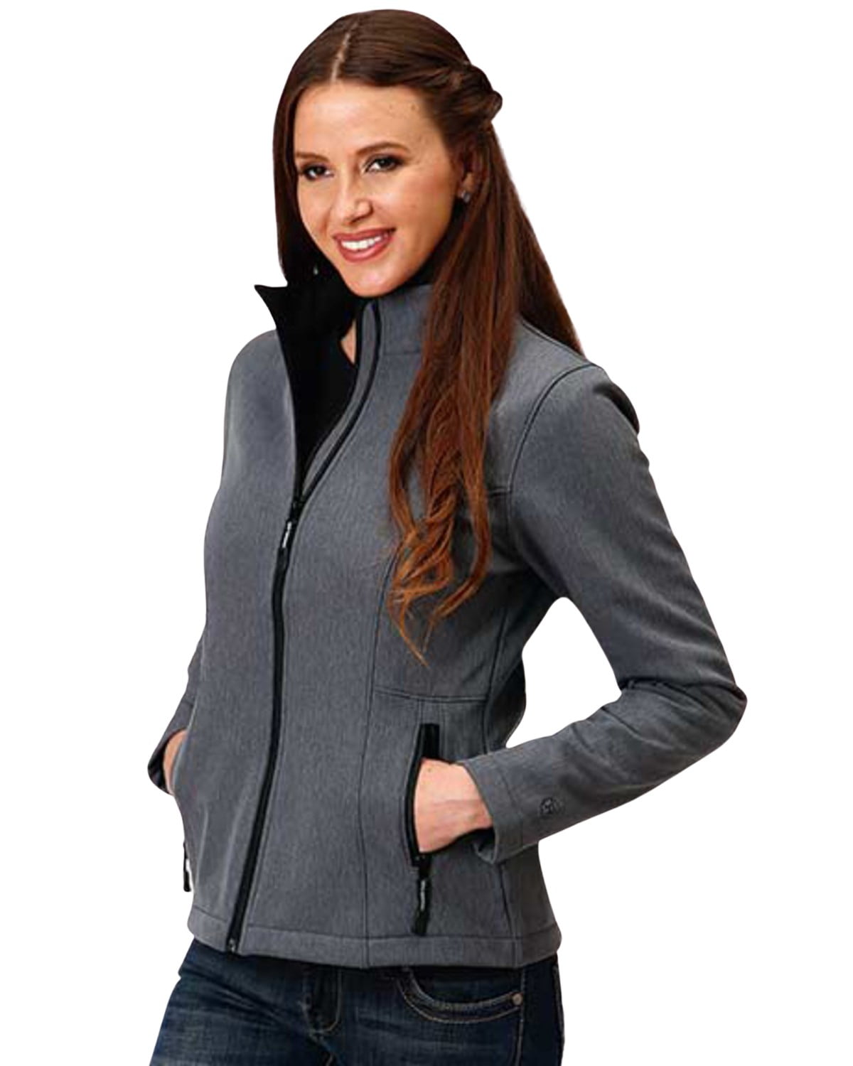 Women's Softshell Fleece Lined Jacket Plus Grey 1X US - Walmart.com