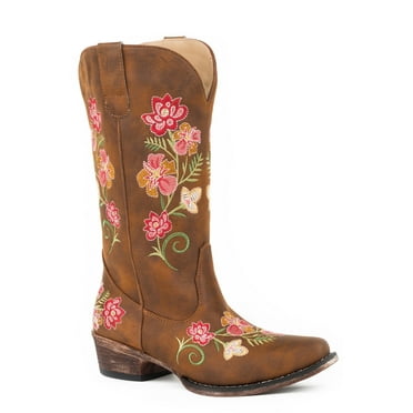Roper Women's Vintage Cognac Western Boot Snip Toe Tan 10 M