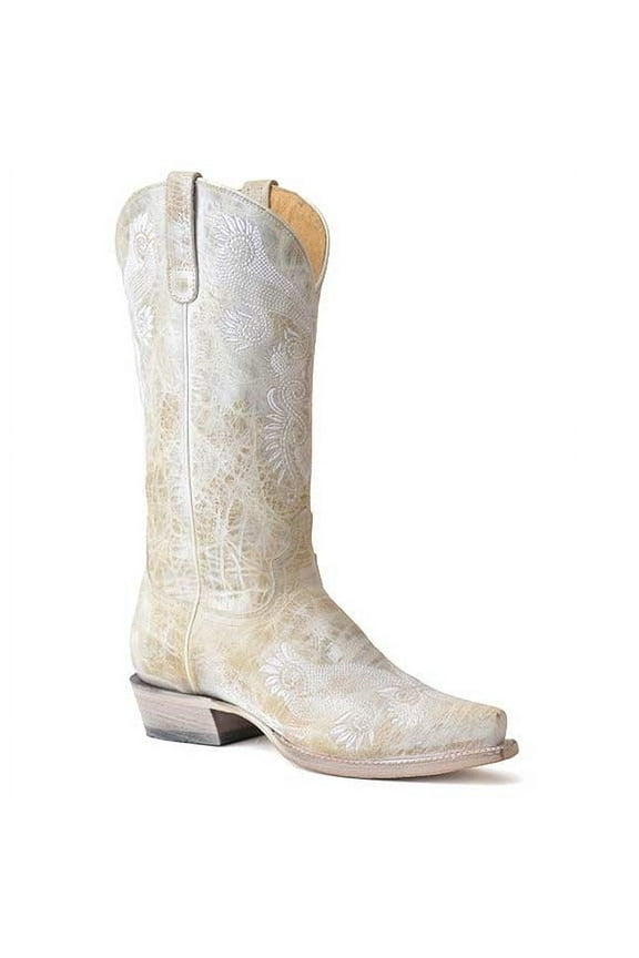Roper Women's Wedding Vintage Embroidered Western Boot Snip Toe White 8 M