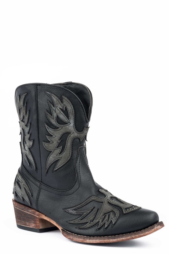 Womens Amelia Tooled Inlay Snip Toe Cowboy Ankle Boots