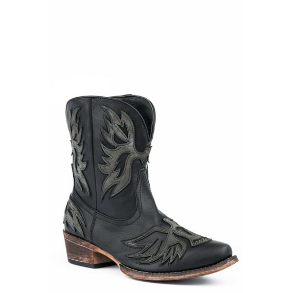 Roper Womens Amelia Tooled Inlay Snip Toe Cowboy Ankle Boots