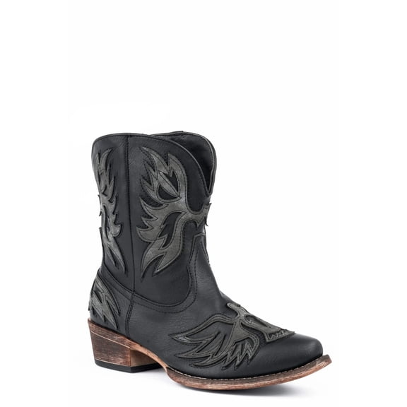 Roper Womens Amelia Tooled Inlay Snip Toe Cowboy Ankle Boots