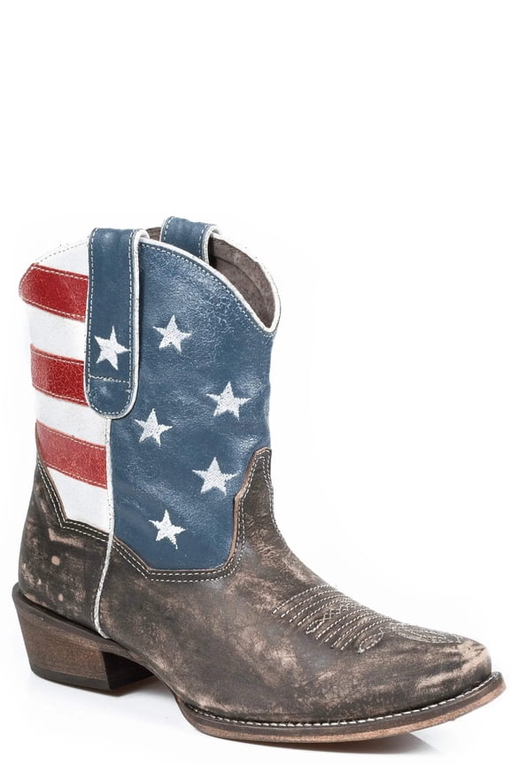 Womens American Beauty Distressed Round Toe Cowboy Ankle Western Boo
