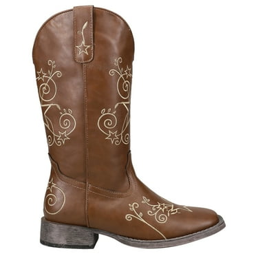 Roper Womens Aster Embroidered Square Toe Cowboy  Mid Calf Boots