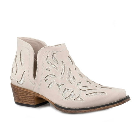 Roper Womens Ava Glitz Glitter Underlay Snip Toe Cowboy  Ankle Boots