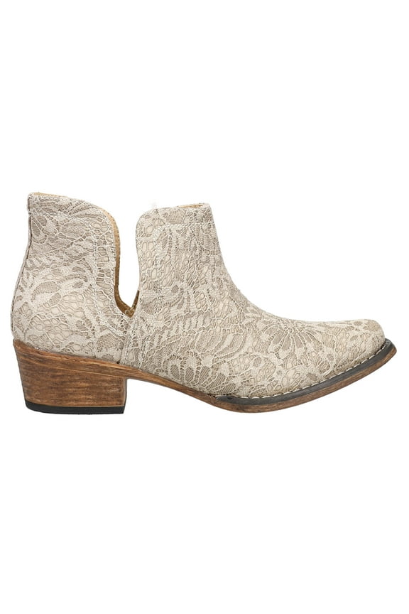 Womens Ava Lace Glitter Snip Toe Cowboy Ankle Boots