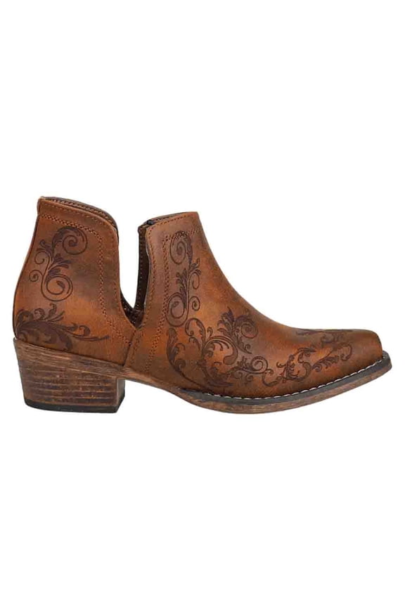 Womens Ava Laser Embossed Snip Toe Cowboy Ankle Boots