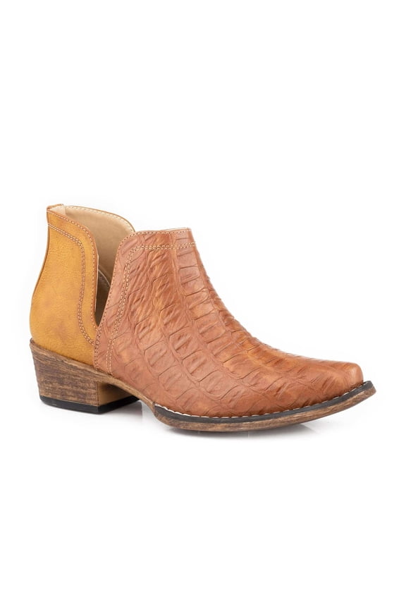 Womens Ava Print Snip Toe Cowboy Ankle Boots