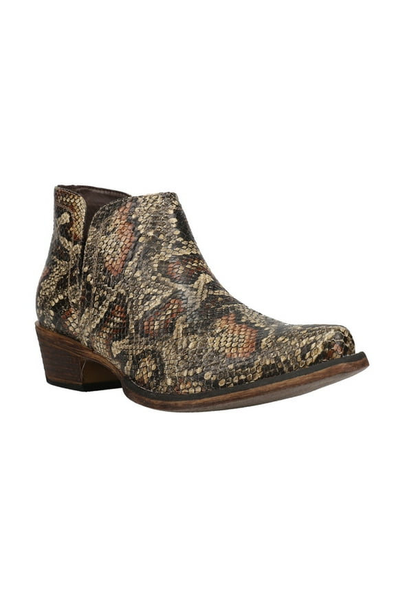 Womens Ava Snake Snip Toe Cowboy Ankle Boots