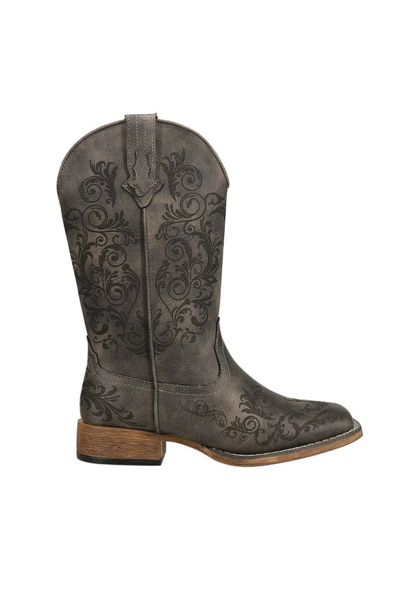 Womens Bailey Laser Square Toe Cowboy  Mid Calf Boots