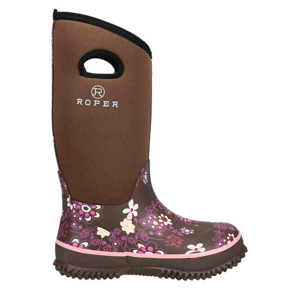Roper Womens Barnyard 12 Inch Floral Round Toe Rain  Mid Calf Boots