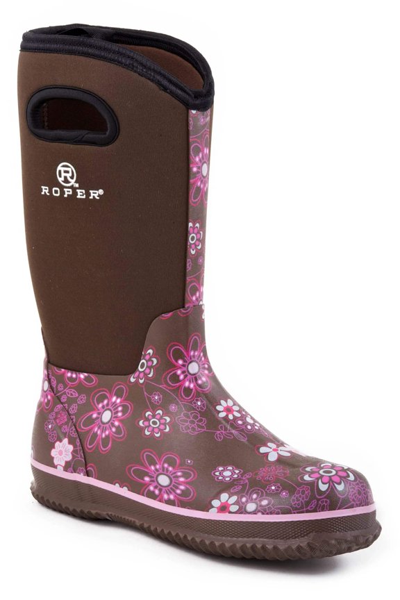 Womens Barnyard 12 Inch Floral Round Toe Rain  Mid Calf Boots
