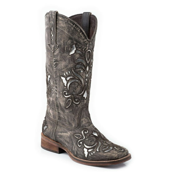 Roper Womens Belle Metallic Square Toe Cowboy  Mid Calf Western Boots