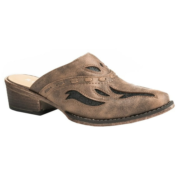 Roper Womens Beth Glittered Snip Toe Mules Flats Casual