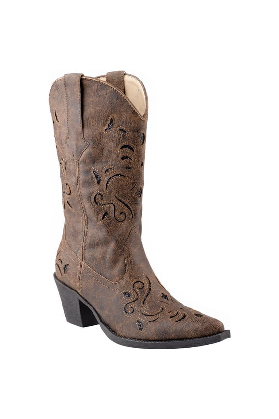 Womens Chloe Snip Toe Boots Mid Calf Mid Heel 2-3"