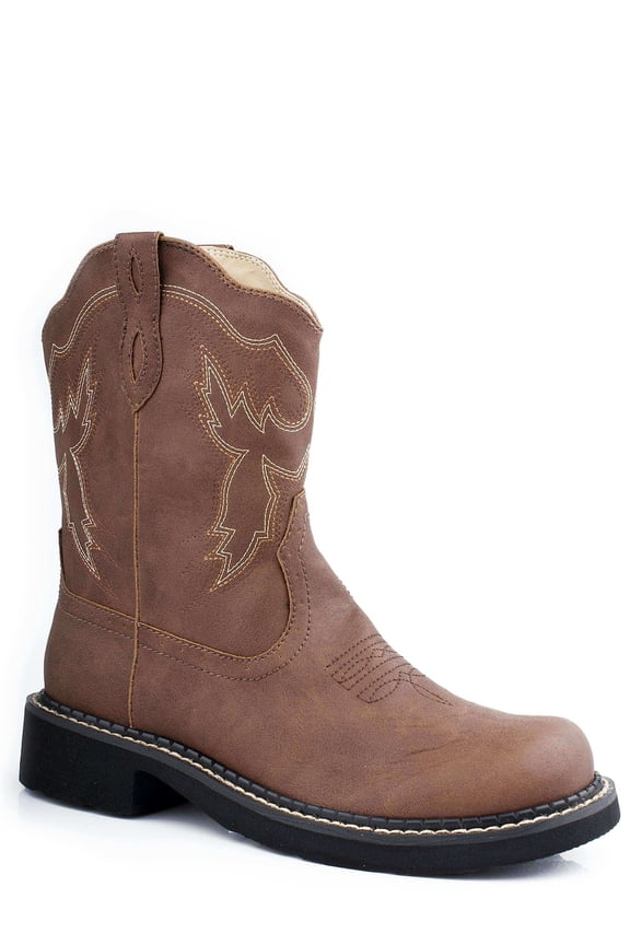 Womens Chunk Rider Embroidery Round Toe Cowboy  Ankle Boots