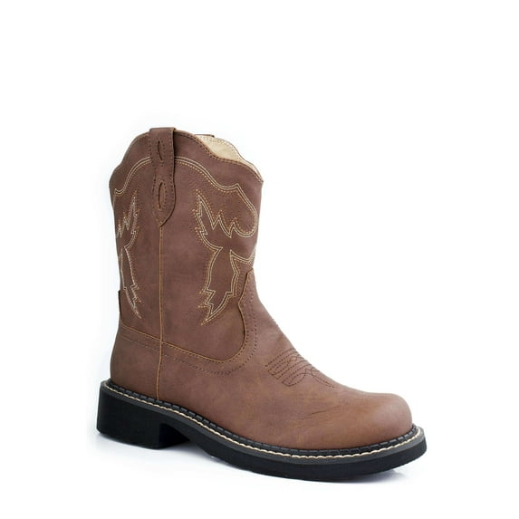 Roper Womens Chunk Rider Embroidery Round Toe Cowboy Ankle Boots