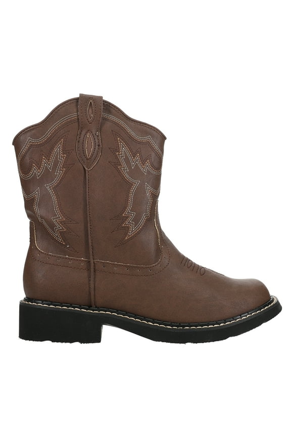 Womens Chunk Rider Embroidery Round Toe Cowboy  Ankle Boots