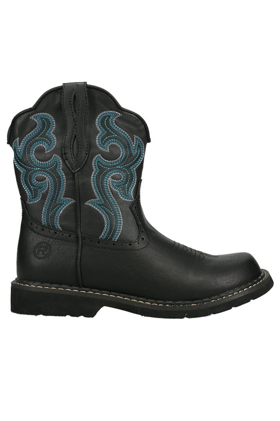 Womens Chunk Rider Embroidery Round Toe Cowboy Ankle Boots