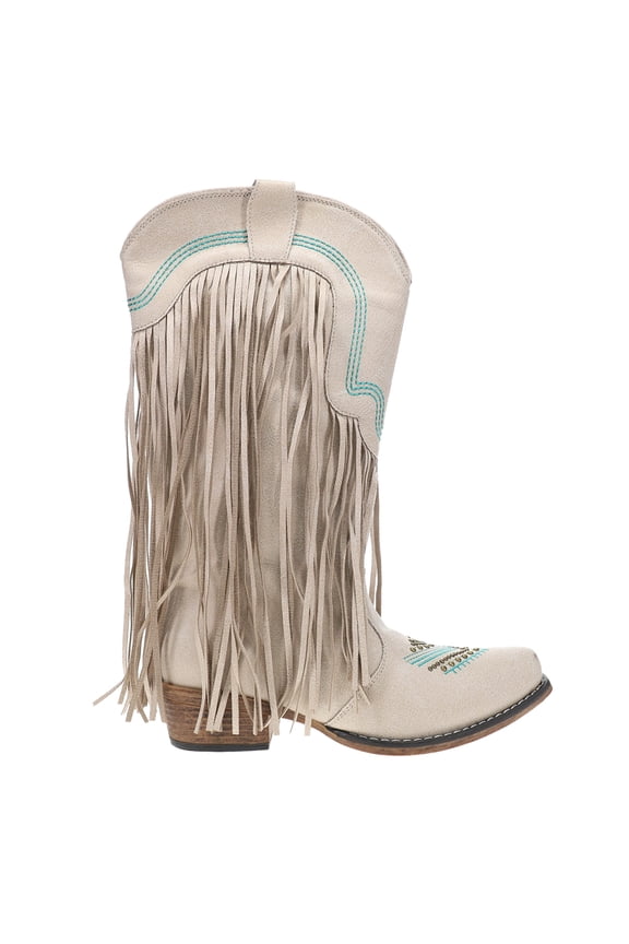 Womens Dolly Fringe Snip Toe Pull On Cowboy Mid Calf Boots