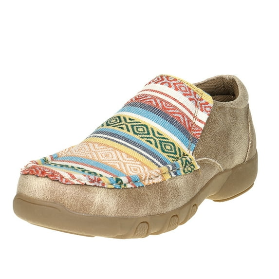 Roper Womens Driving Mocassin Slip On Beige Base With Multi Colored Vamp