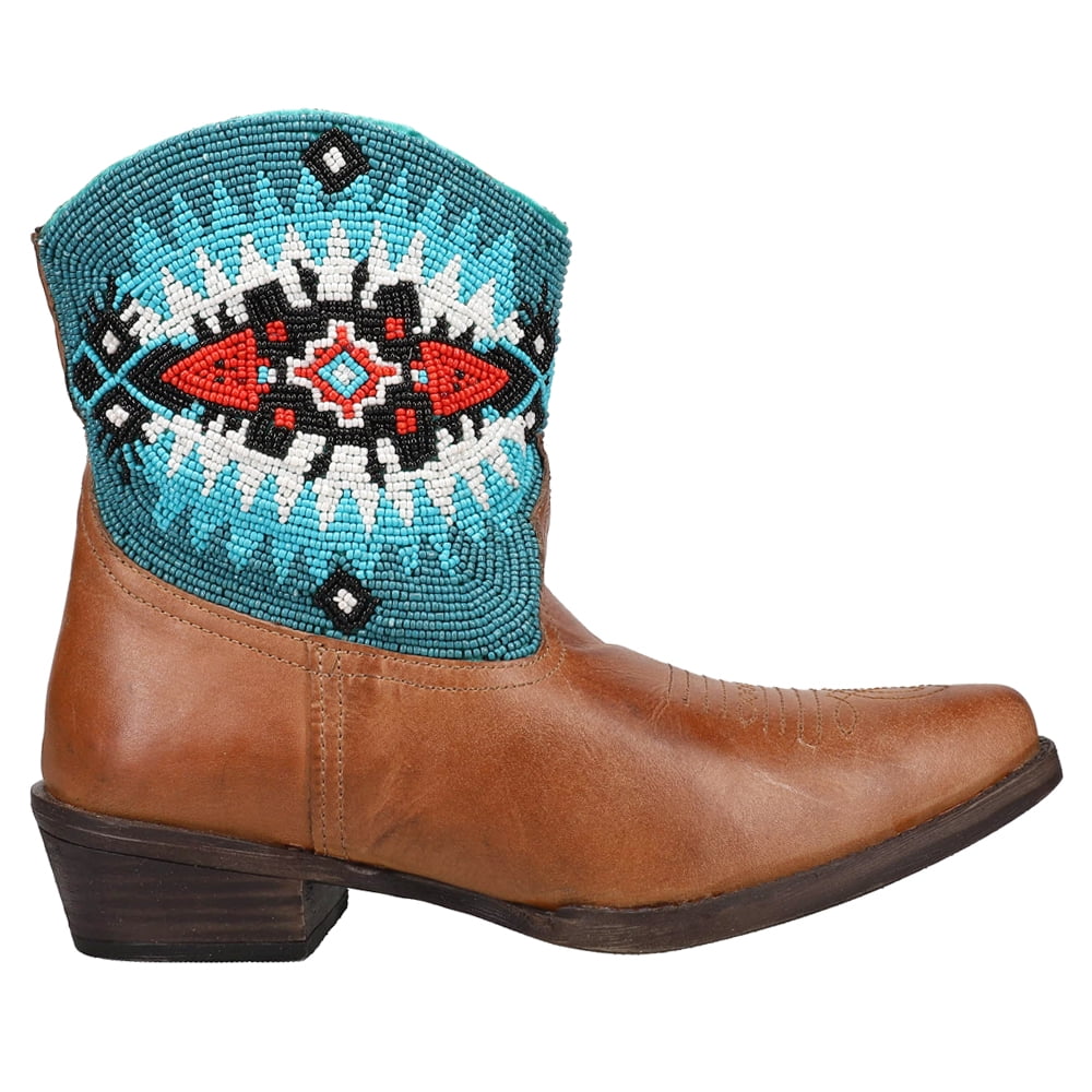 Roper Womens Dusty Beaded Southwest Snip Toe Cowboy Casual Ankle Boots Walmart
