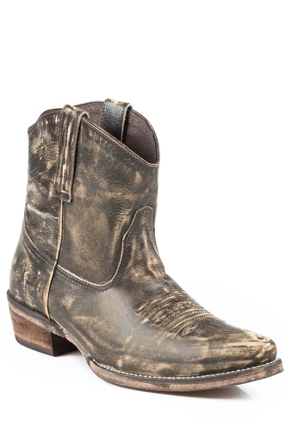 Womens Dusty Distressed Snip Toe Cowboy Ankle Boots