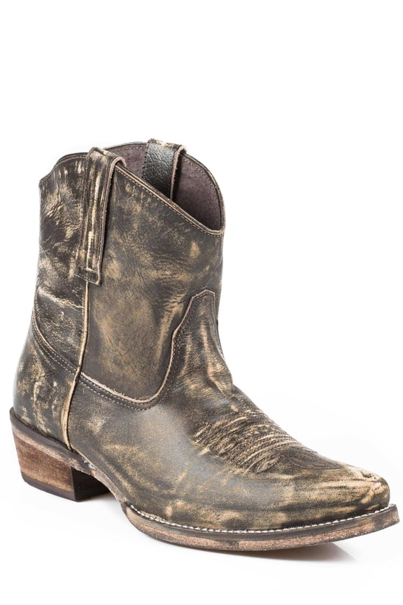 Womens Dusty Distressed Snip Toe Cowboy  Ankle Boots