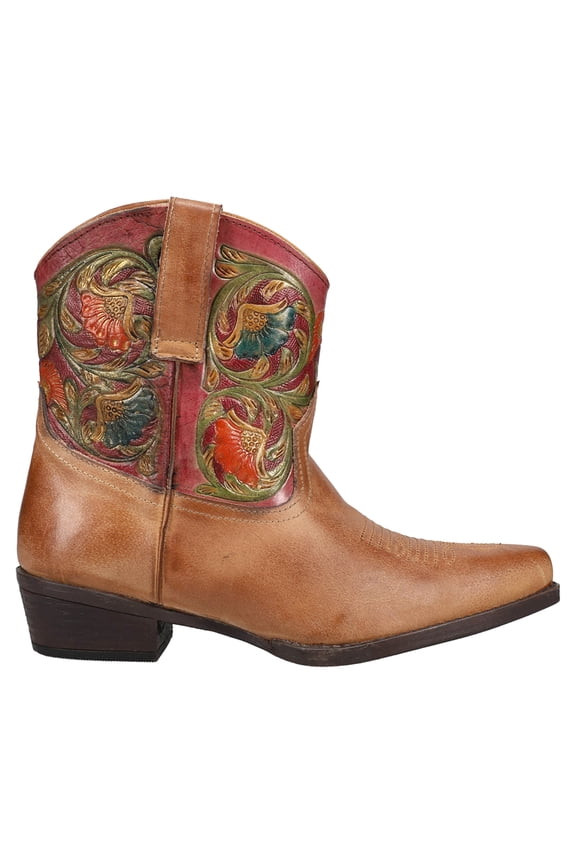 Womens Dusty Embossed Snip Toe Ankle Boots