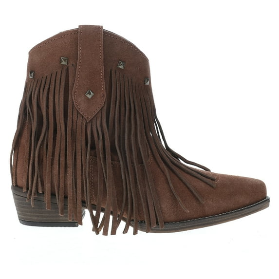 Roper Womens Dusty Fringe Studded Snip Toe Cowboy Ankle Boots