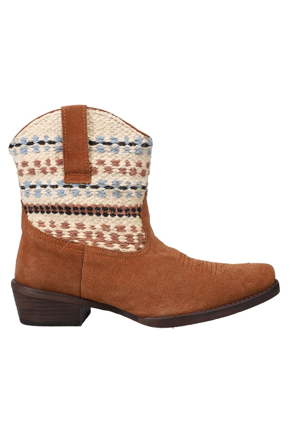 Womens Dusty Snip Toe Embroidered Cowboy Ankle Boots