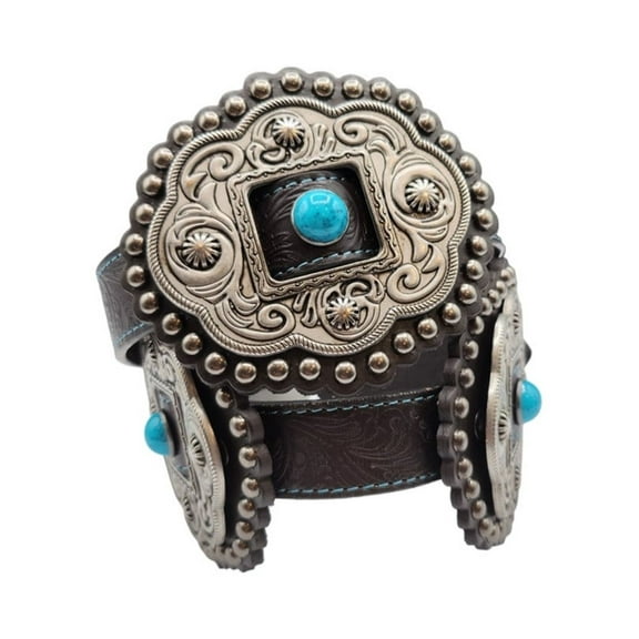 Roper Womens Floral Embossed Large Concho Leather Belt (L)