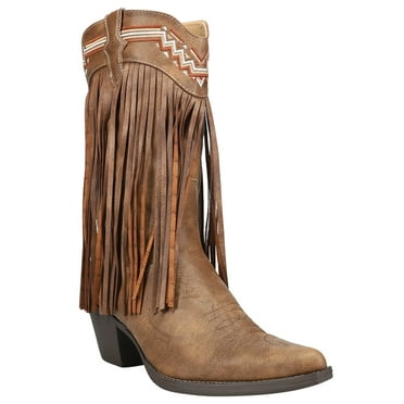 Roper Womens Rickrack Embroidery Fringe Snip Toe Cowboy Mid Calf Boots ...