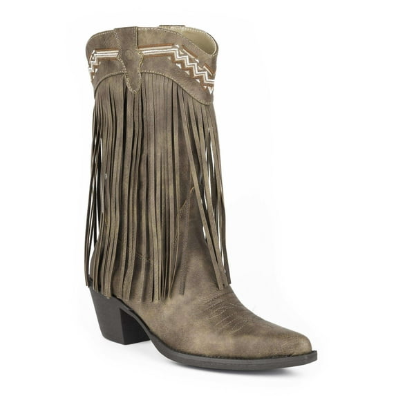 Roper Womens Fringes Snip Toe Cowboy Mid Calf Boots