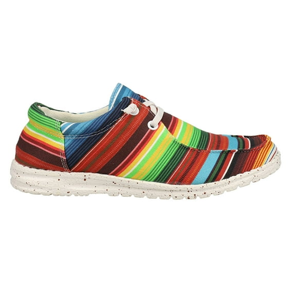 Roper Footwear Womens Women`s Roper Hang Loose Multi Stripe Moc 7 M Red