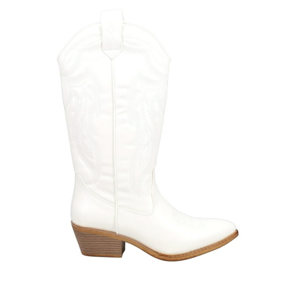 Roper Womens Hattie Narrow Embroidered Pointed Toe Pull On Cowboy Mid Calf