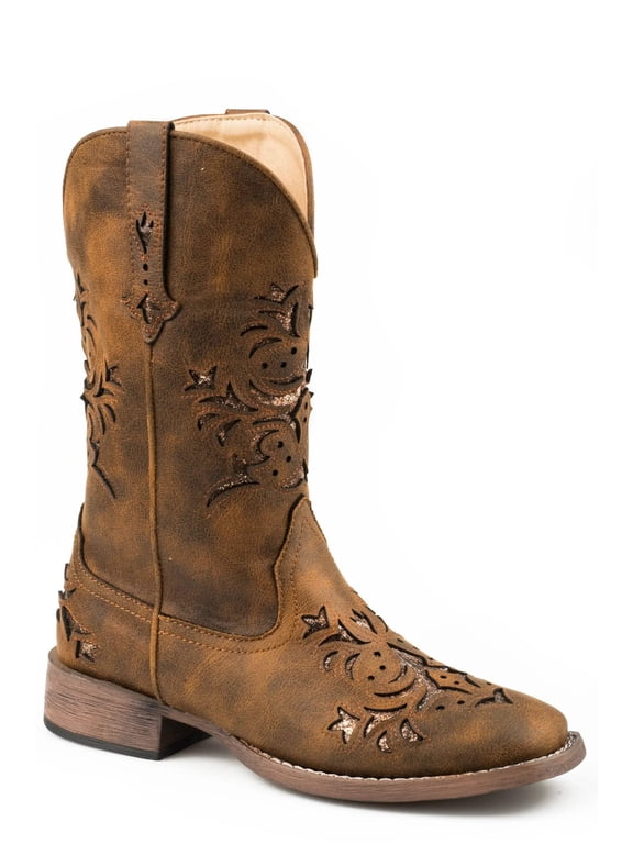 Womens Kennedy Glitter Square Toe Cowboy Mid Calf Boots