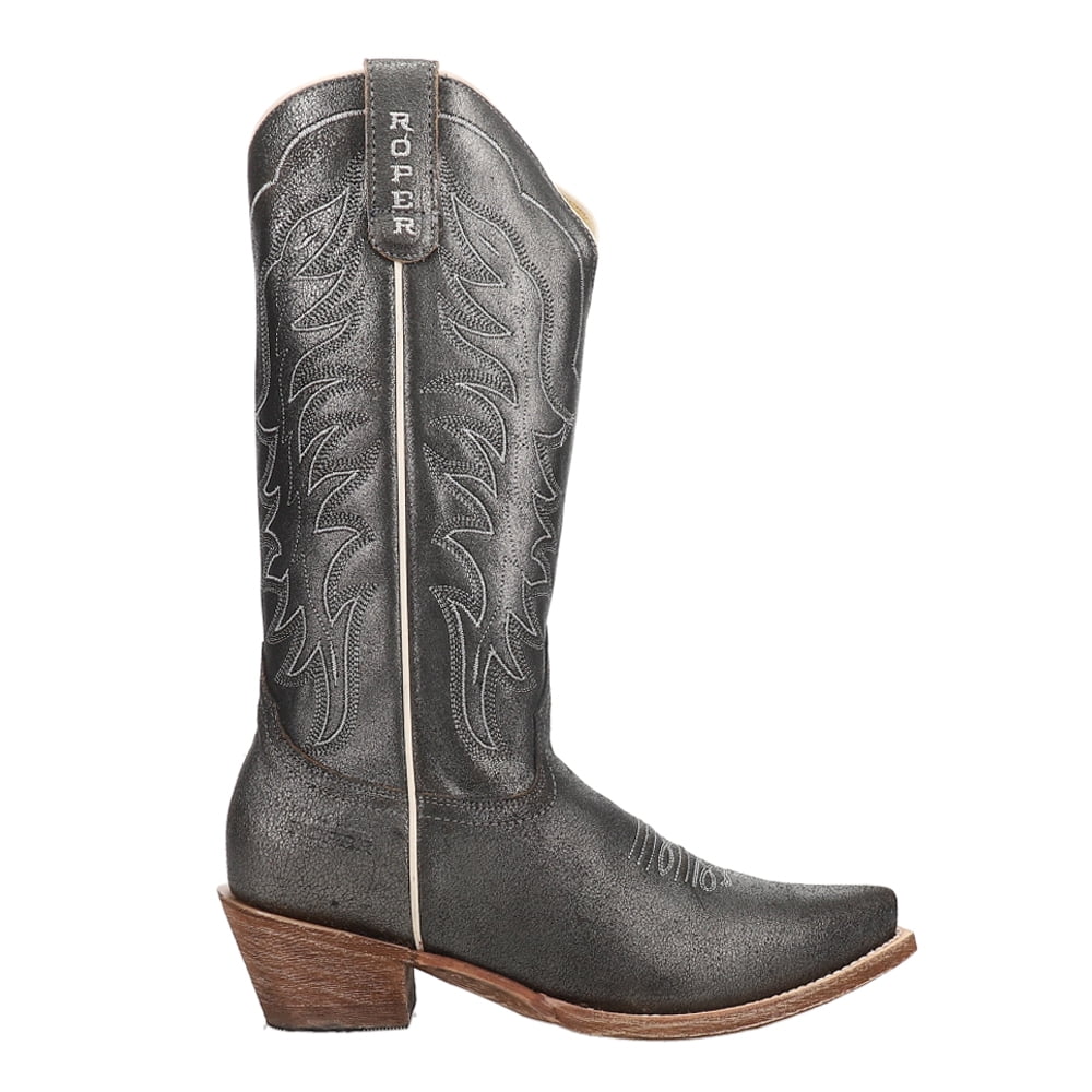 Roper Womens Layla Embroidered Snip Toe Cowboy Mid Calf Boots - Walmart.com