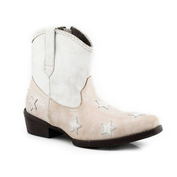 Roper Womens Liberty White Star Patriotic Snip Toe Cowboy Ankle Boots