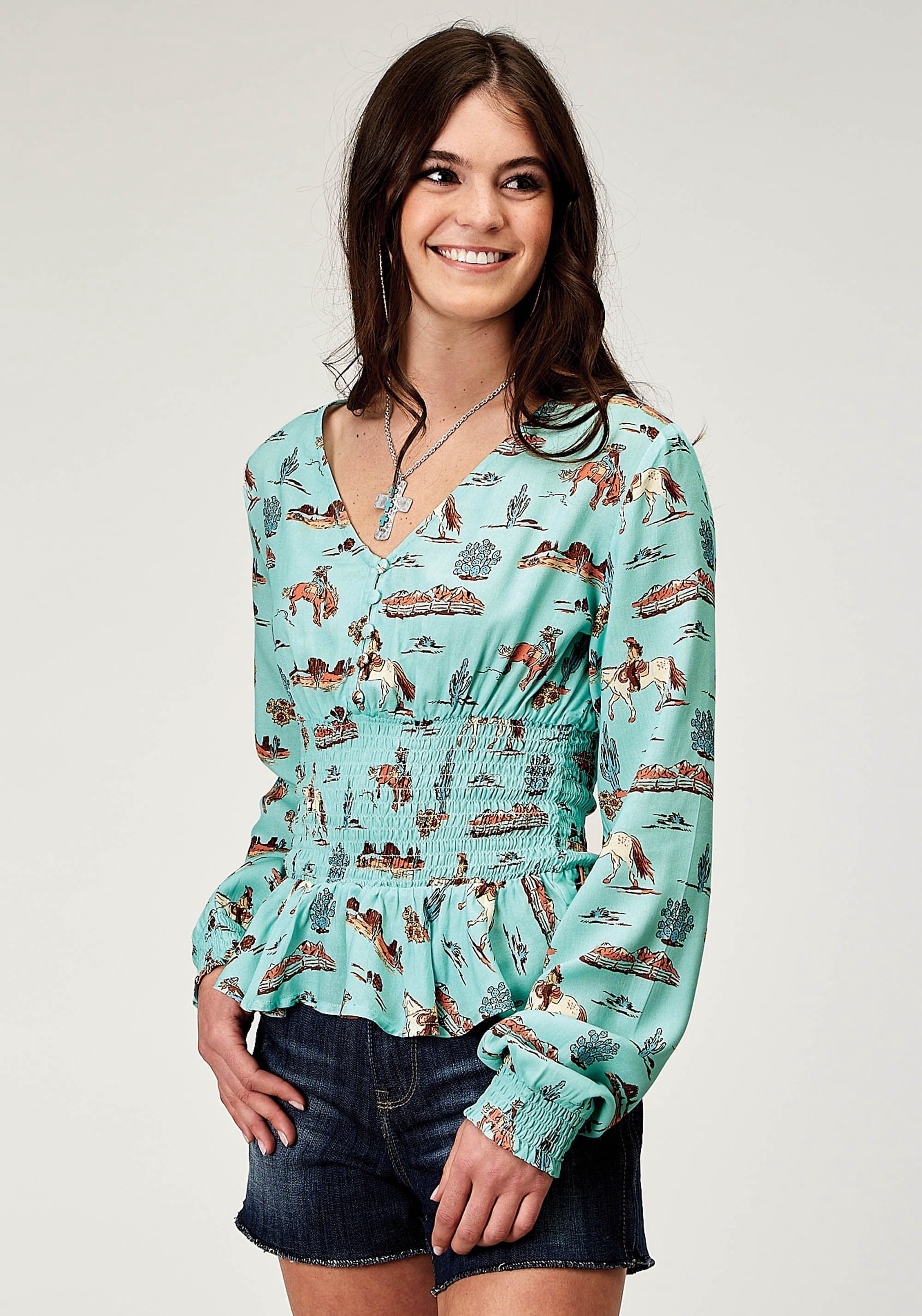 Roper - Womens Short Sleeve Peasant Blouse main image 1